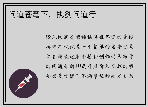 问道苍穹下，执剑问道行